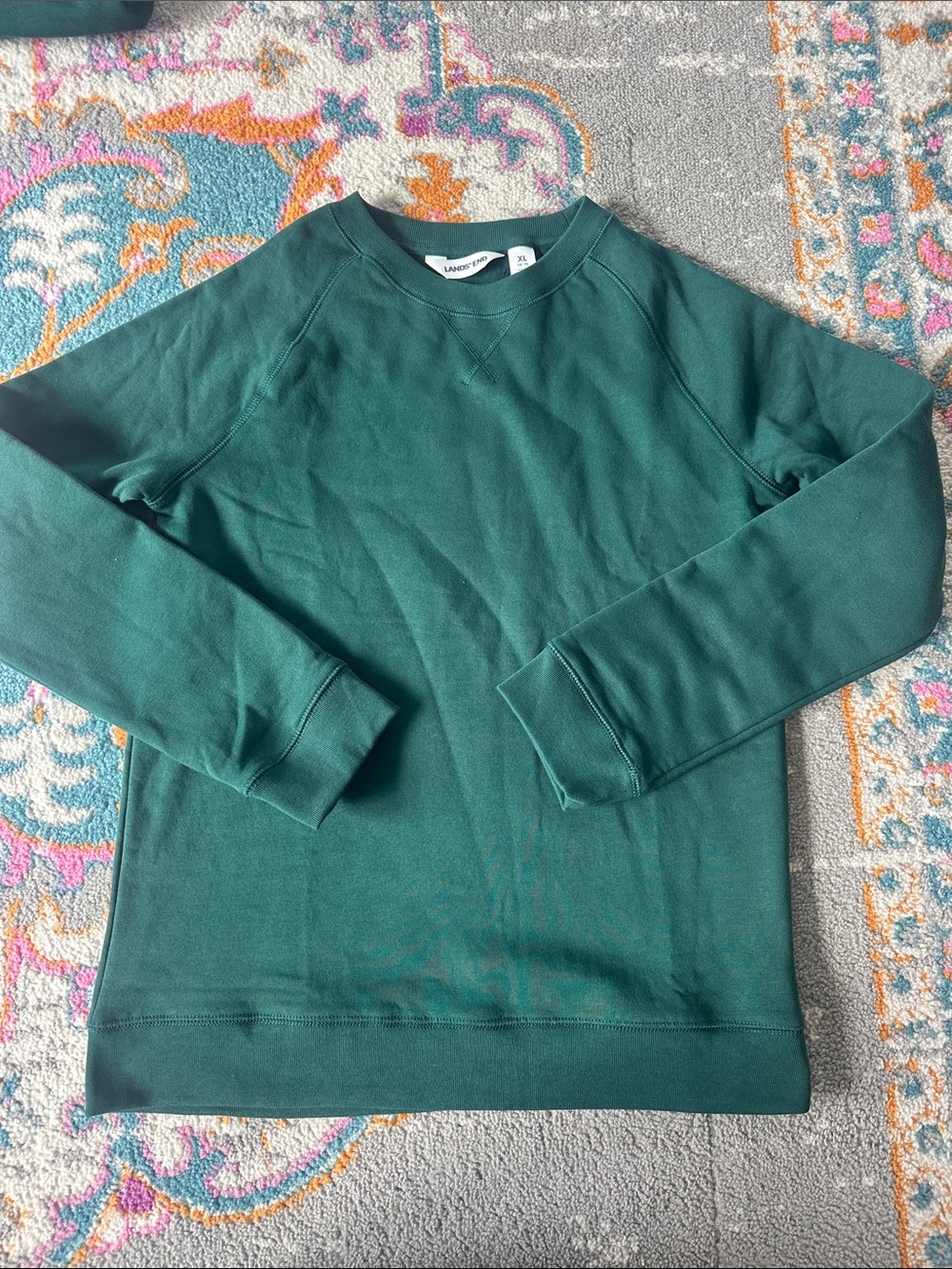 Lands End Classic Kid’s Crewneck Sweatshirt - Deep Green size XL